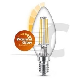 Philips lâmpada LED E14 vela filamento regulável luz quente 2.5W 25W