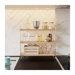 Organizador de prateleiras 45x40 cm dourado/castanho