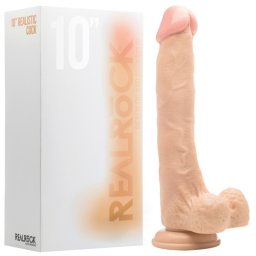 Dildo Realístico C/ Testículos Real Rock 10" Branco