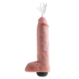 Dildo Realístico C/ Ejaculação e Testículos King Cock Squirting Cock 11" Branco