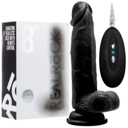 Vibrador Realístico C/ Testículos Real Rock 8" Preto
