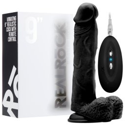 Vibrador Realístico C/ Testículos Real Rock 9" Preto