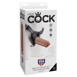Strap On Two Cocks One Hole King Cock Strap-On Harness With 7" Latino