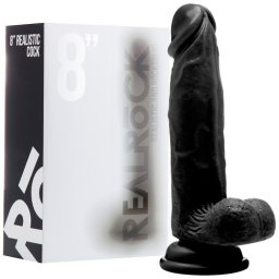 Dildo Realístico C/ Testículos Real Rock 8" Preto