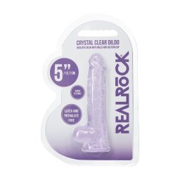 Dildo Realístico Crystal Clear Dildo C/ Sucção 5" Real Rock Roxo