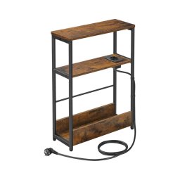Mesa de apoio com tomada embutida e portas USB ROD castanho/preto