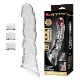PRETTY LOVE - CAPA EXTENSORA DE PÊNIS AJUSTÁVEL 28 CM Ø 4,5 CM TRANSPARENTE