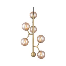Halo Design 738861 - Lustre ATOM suspenso por cabo 6xG9/28W/230V, diâmetro 30 cm, latão/k. bege