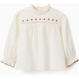 ZIPPY T-shirt de manga comprida com flores e folhos para bebé menina, branco Branco 18-24 Months