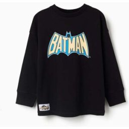 WARNER BROS T-shirt de manga comprida de algodão Batman para menino, preto Preto 4-5 Years