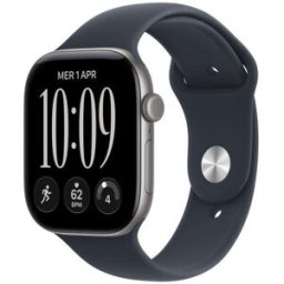 Apple Watch Series 12 GPS 46mm Caixa Alumínio Cinzento com Bracelete Desportiva Azul Marinho M/L