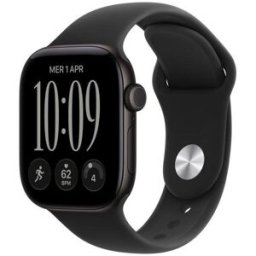 Apple Watch Series 12 GPS 42mm Caixa Alumínio Preta Bracelete Desportiva Preta S/M
