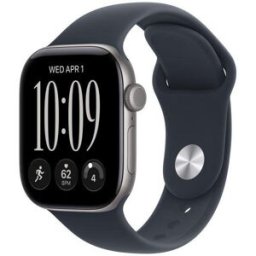 Apple Watch Series 12 GPS 42mm Alumínio Cinzento com Bracelete Desportiva Azul Marinho S/M