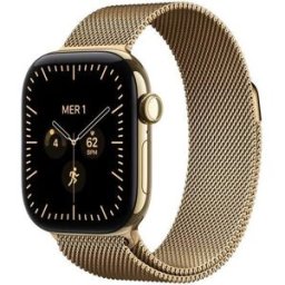 Apple Watch Series 12 GPS + Cellular 42mm Caixa Titânio Ouro Brilhante com Bracelete Milanese Ouro