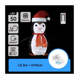 Aigostar - Decoração de Natal LED para exterior 50 LEDs/3xAA IP44 Pinguim