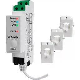 Shelly PRO 3EM v2 Módulo medidor de consumo trifásico WiFi/BT/LAN + 3 TI's de 120A