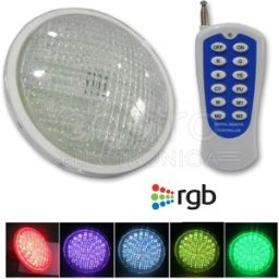 Lampada LED PAR56 RGB p/ Piscina 12VAC 18W IP68 c/ Comando