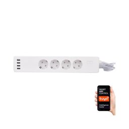 Extensão 1,8 m c/ interruptor + 4x USB/Wi-Fi Tuya SCHUKO