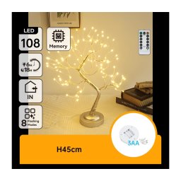 Aigostar - Decoração de Natal LED 108xLED/3xAA/8 funções 45cm branco quente