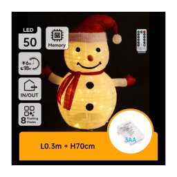 Aigostar - Decoração de Natal LED para exterior 50xLED/3xAA 0,7m IP44 boneco de neve