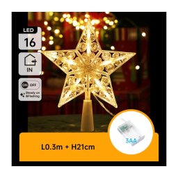 Aigostar - Estrela LED decorativa de Natal, 16 LEDs, 3x pilhas AA, luz branca quente