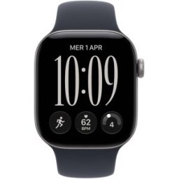 Apple Watch Series 12 GPS 46mm Alumínio Cinzento Sideral c/ Bracelete Desportiva Azul Navy S/M