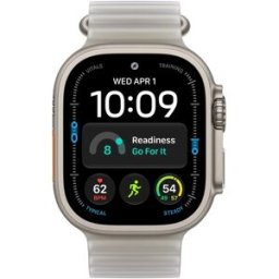 Apple Watch Ultra 4 GPS + Cellular 49mm Titânio Natural c/ Bracelete Ocean Cinzento Translúcido
