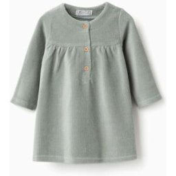 ZIPPY Vestido de manga comprida em bombazine para recém-nascida, verde-claro Verde 6-9 Months