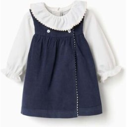 ZIPPY Body e vestido de bombazine para recém-nascida, branco/azul-marinho Azul 3-6 Months