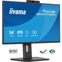 iiyama ProLite XB2497HSNH-B1 - Monitor LED - 24" (23.8" visível) - 1920 x 1080 Full HD (1080p) @ 100 Hz - IPS - 350 cd/m² - 1500:1 - 1 ms - HDMI, DisplayPort, USB-C - altifalantes - preto, mate