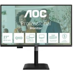 AOC Pro-line Q27P4CV - P4 Series - monitor LED - 27" - 2560 x 1440 QHD @ 120 Hz - IPS - 350 cd/m² - 1500:1 - 4 ms - HDMI, DisplayPort, USB-C - altifalantes - preto