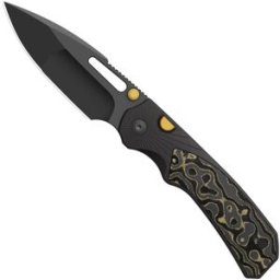 Kizer Durandal K3765BD2, Gunmetal Gray PVD S35VN, Black Aluminum and Camo Gold FatCarbon navalha, Gabor Hajagos design