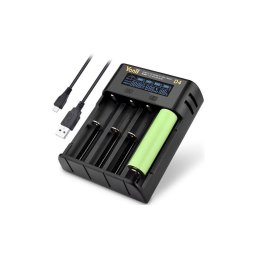 Carregador de pilhas com visor LCD para 1-4x Li-Ion/Ni-MH