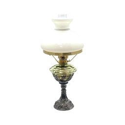 Candeeiro a óleo com uma pewter stand 45 cm verde floresta