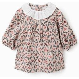 ZIPPY Vestido de bombazine com padrão floral para recém-nascida, bege Beige 6-9 Months