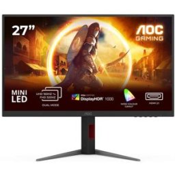 AOC Gaming U27G4XM - Monitor LED - gaming - 27" - 3840 x 2160 4K UHD (2160p) @ 160 Hz - Fast IPS - 1000 cd/m² - 1000:1 - DisplayHDR 1000 - 1 ms - 2xHDMI, DisplayPort - preto, vermelho