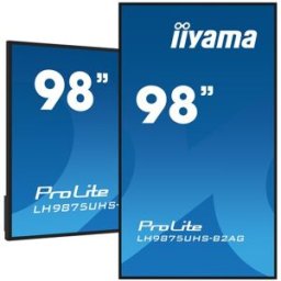 MONITOR IIYAMA 98" (LH9875UHS-B2AG) 3840X2160, UHD IPS / 500CD/M, LANDSC-PORTRAIT /FAILOVER/MM 2X 10W / DVI-I (VGA), HDMI 3X, DP-OUT / USB 2.0 X2, WIFI / LAN, MEDIA PLAY USB PORT, IISIGNAGE2 /E-SHARE, ANDROID 11/ SLOT OPS / 24/7 / VESA 800X600 - WALL - 13