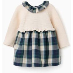 ZIPPY Vestido combinado com xadrez B&S; para recém-nascida, azul/verde/bege Azul 12-18 Months