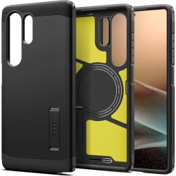 Capa Spigen Tough Armor para Smartphone Samsung Galaxy S25 Ultra com Suporte – Preto