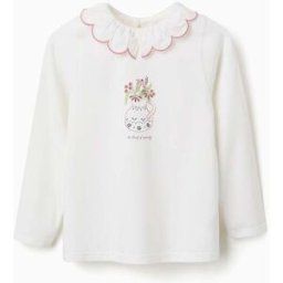 ZIPPY T-shirt de manga comprida com estampado jarra de flores para menina, branco Branco 9-10 Years