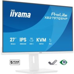 iiyama ProLite XB2797QSNP-W1 - Monitor LCD - 27" - 2560 x 1440 QHD @ 75 Hz - IPS - 350 cd/m² - 1000:1 - 1 ms - HDMI, DisplayPort, USB-C - altifalantes - branco, mate