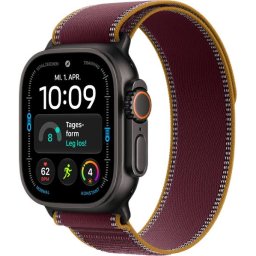 Apple Watch Ultra 4 (2026) 5G 49mm Black Titanium Case with Burgundy Trail Loop S/M Burgundy