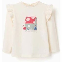 ZIPPY T-shirt de manga comprida com estampado de casa para bebé menina, branco Branco 18-24 Months