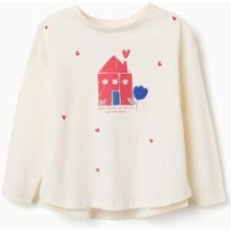 ZIPPY T-shirt de manga comprida com estampado de casa para menina, branco Branco 7-8 Years