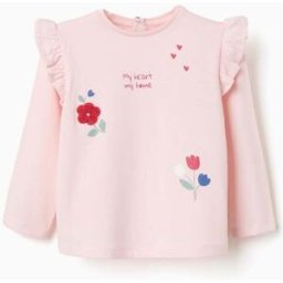 ZIPPY T-shirt de manga comprida com estampado de flores para bebé menina, rosa Rosa 12-18 Months