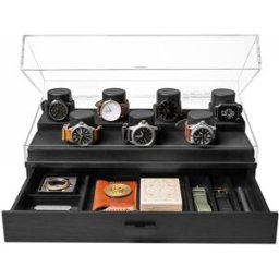 Holme & Hadfield The Collector Watch Display Case COL-B preto, expositor de relógio para 7 unidades