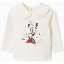 Disney T-shirt de manga comprida de algodão Minnie para bebé menina, branco Branco 24-36 Months