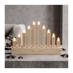 BRILAGI - Castiçal de Natal em madeira com 10 LEDs/2xAA