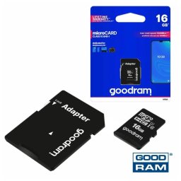 Cartão de Memória MicroSDHC 16GB Goodram UHS-I Classe 10 (100 MB/s) + Adaptador SD