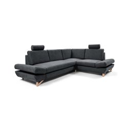 Sofá-cama de canto estofado AVESTA em L, com espaço de arrumação, versão direita, antracite